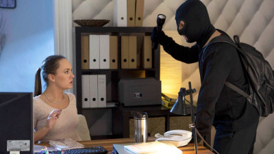 Close up scene with funny Blue Angel from Office Obsession