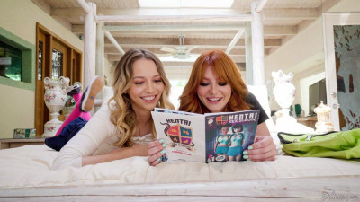 Fine-looking Lacy Lennon and Lily Larimar - oral sex - Nerds Rule!
